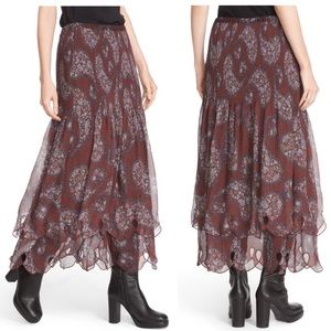 See by Chloe Floral Paisley Tiered Maxi Skirt